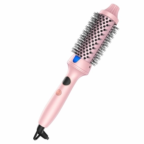 Thermal Brush Blowout Look, 1.5″ Ionic Heated Round Brush with 12 Heat Settings, Ceramic Thermal Round Brush Dual Voltage, Hot Round Brush Pink