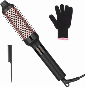 Thermal Brush, Curling Iron Brush, 38mm Ionic Heated Brush to Create Natural Curls, Hot Hair Round Brush for Smoother Appearance, Dual Voltage Feature for Blowout Look