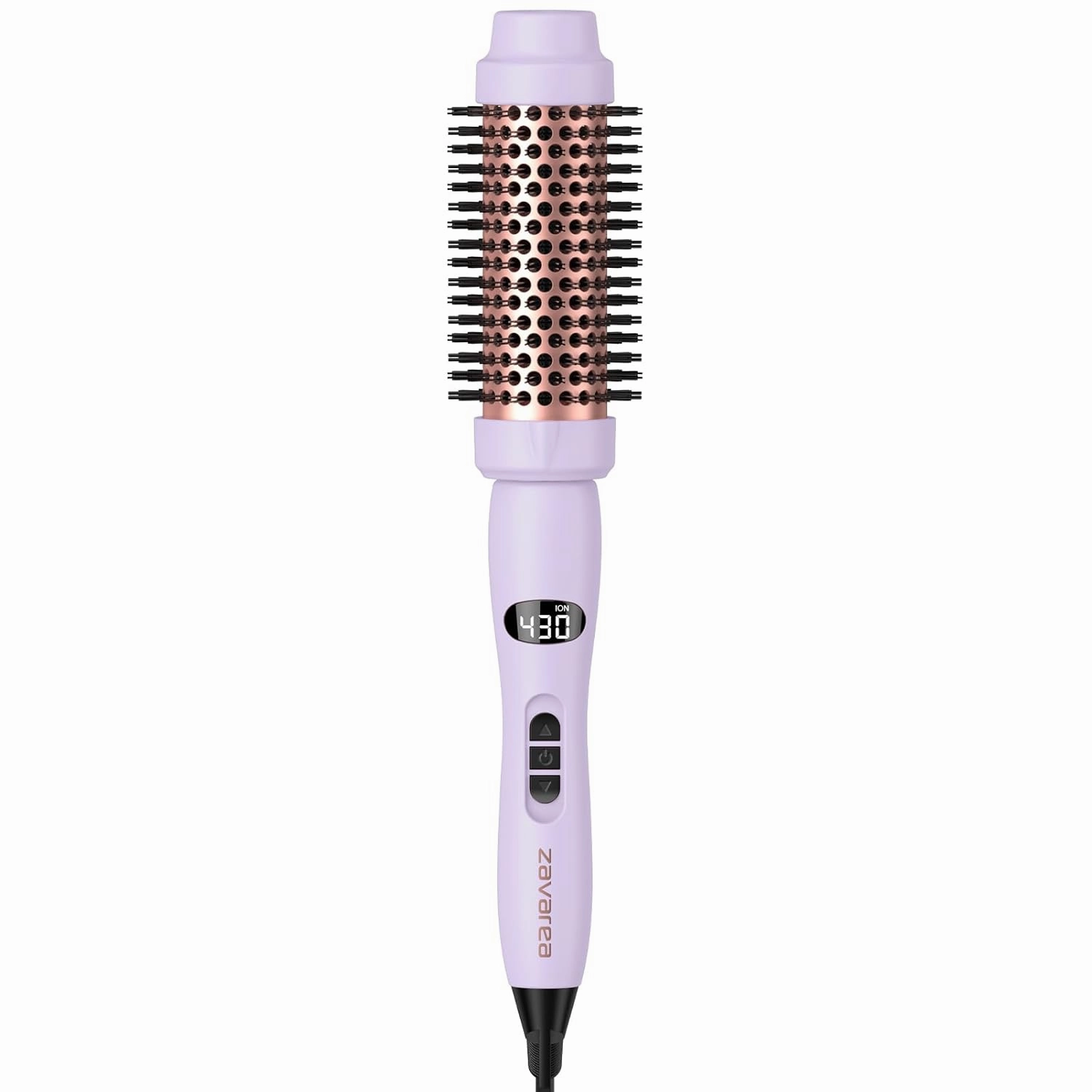 Thermal Brush for Blowout Look zavarea, 1.5 inch Round Brush with Upgrade 9 Temperature Settings, Negative Ion Heated Hair Brush Makes Hair Smoother Get Natural Curls, Dual Voltage.