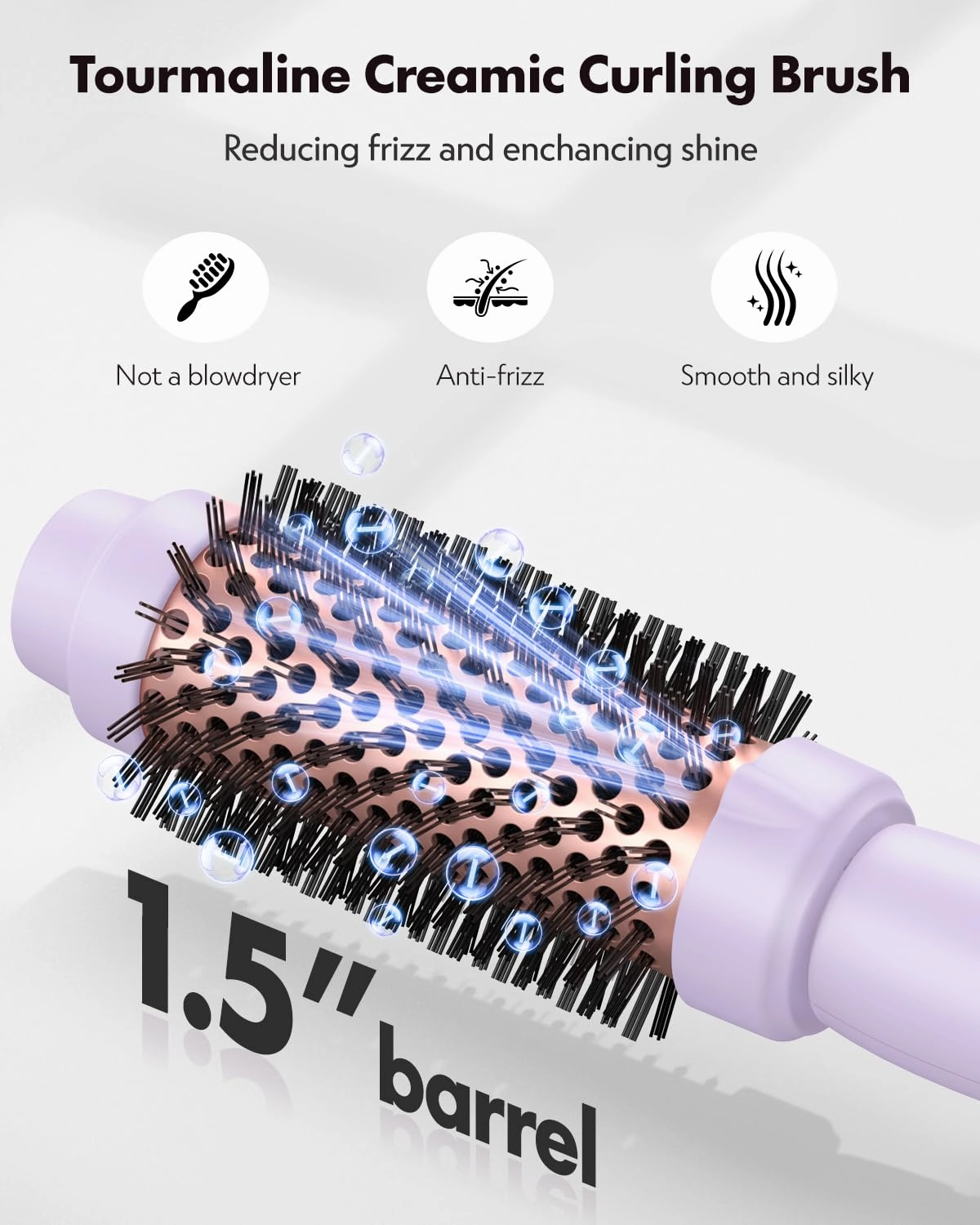 Thermal Brush for Blowout Look zavarea, 1.5 inch Round Brush with Upgrade 9 Temperature Settings, Negative Ion Heated Hair Brush Makes Hair Smoother Get Natural Curls, Dual Voltage.