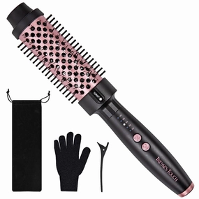 Thermal Brush Hair Curling Iron Brushes, 30s Fast Heated Round Brush 1.5" for Blowout Look, Negative Ion Tech, 5 Temp Settings, Less Damage, Universal Voltage, Easy to Use, Gifts for Women, Rose Gold