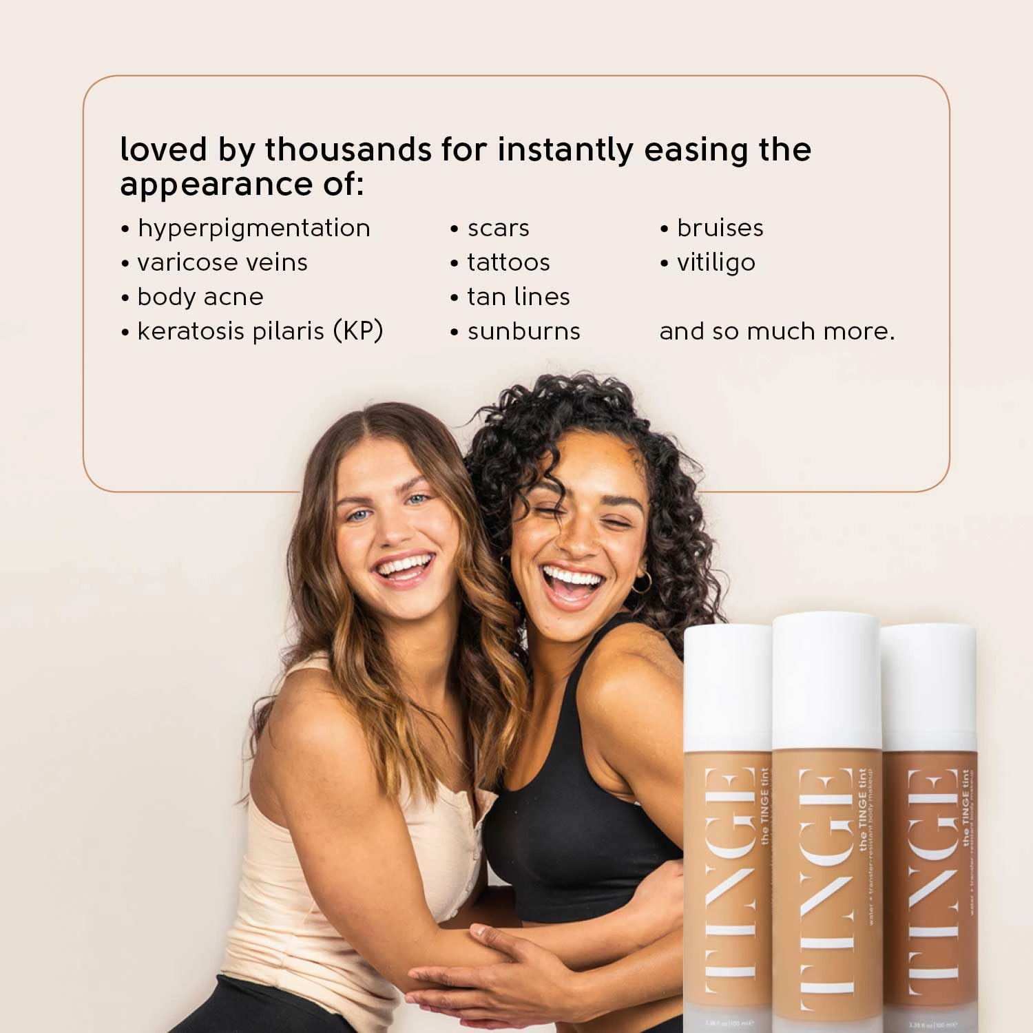 Tinge Tint Body Makeup, Lasts Up to 48 Hours, Medium Coverage With Amino Acids, Hyaluronic Acid & Lysine, Semi Matte Finish, Water & Transfer Resistant, Fragrance Free, 3.38 Fl Oz - Medium Neutral