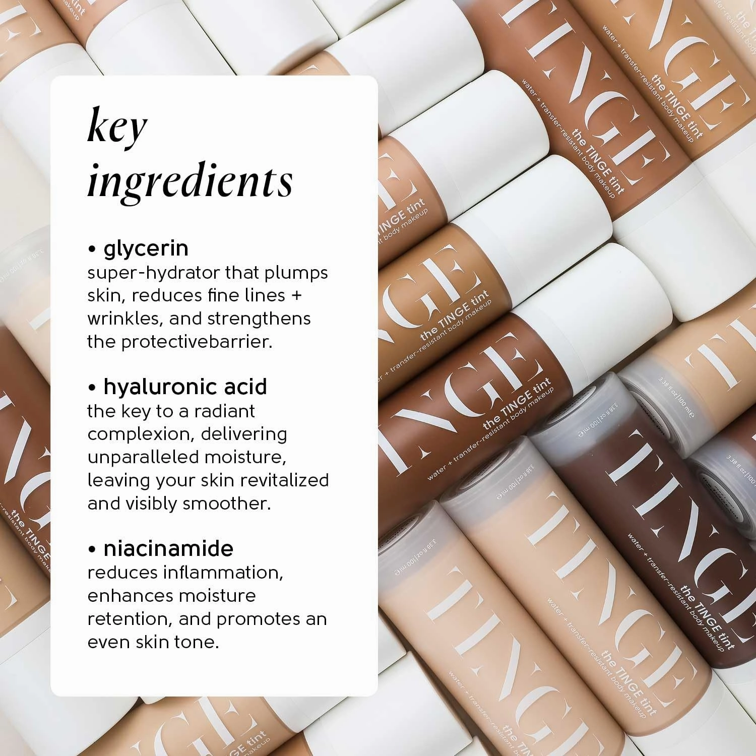 Tinge Tint Body Makeup, Lasts Up to 48 Hours, Medium Coverage With Amino Acids, Hyaluronic Acid & Lysine, Semi Matte Finish, Water & Transfer Resistant, Fragrance Free, 3.38 Fl Oz - Medium Neutral