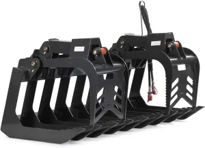 Titan Attachments 72" Grade 50 Standard Series Root Grapple Bucket for Skid Steers, Fits SSQA, Twin Hydraulic Cylinders for Medium-Duty Jobs Like Clearing Brush, Debris, and Roots