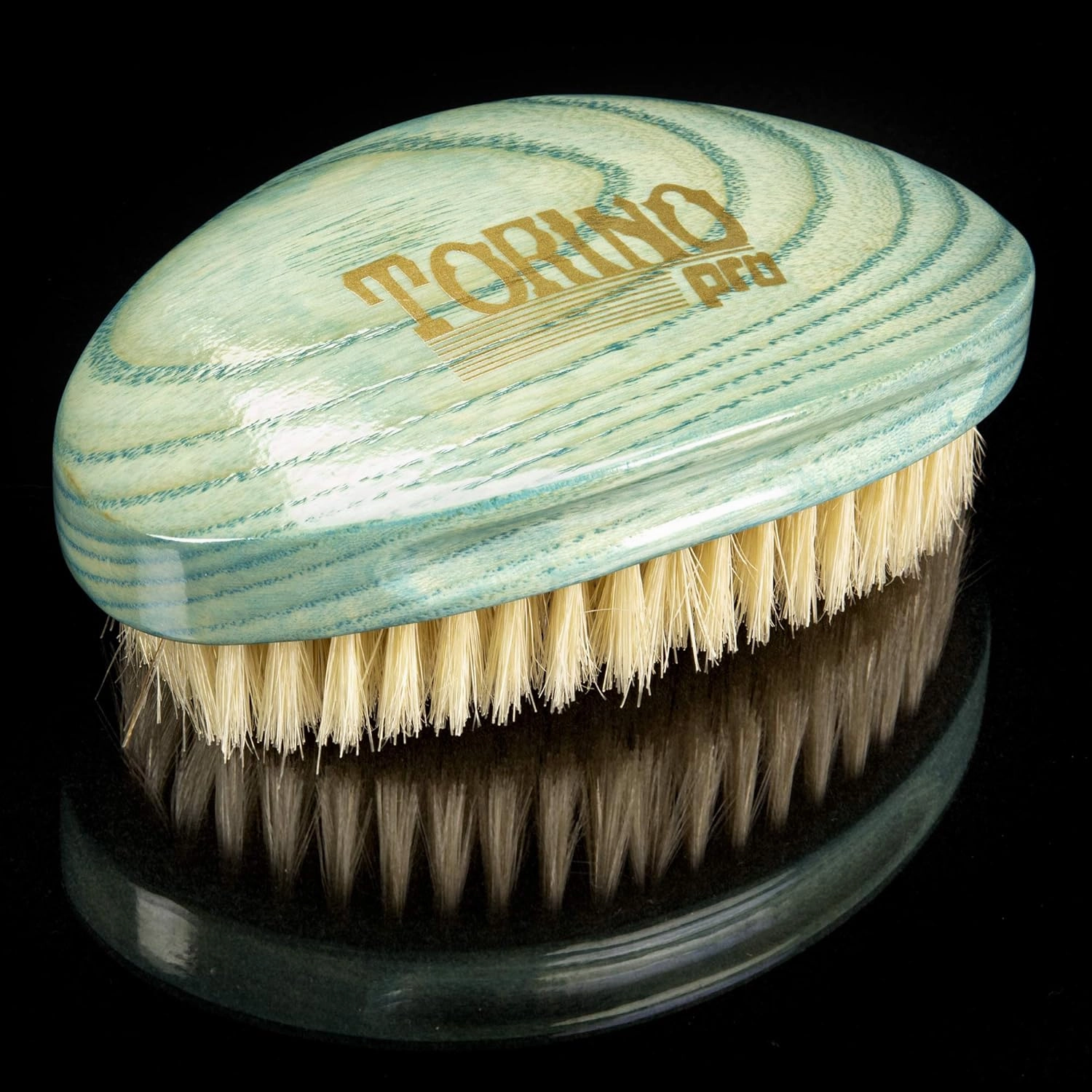 Torino Pro Soft Palm Wave Brush By Brush King #1970 - Curved Wavy Design for Laying Down 360 Waves, No Handle