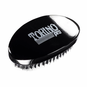 Torino Pro Wave brush by Brush King #480 - (updated) Hard Curve Palm Wave Brush with Reinforced Boar & Nylon Bristles - Great for Wolfing- Great 360 waves curve brush