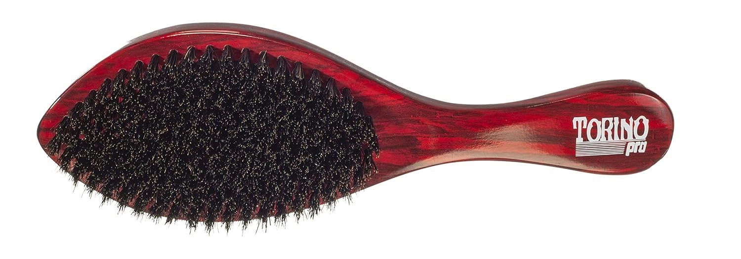 TORINO PRO WAVE BRUSHES BY BRUSH KING Wave Brush #11- Medium Soft Curve Wave Hair Brush for Men, 100% Boar Bristles, Great for Fresh Cuts and Thinning Hair, For 360 Waves