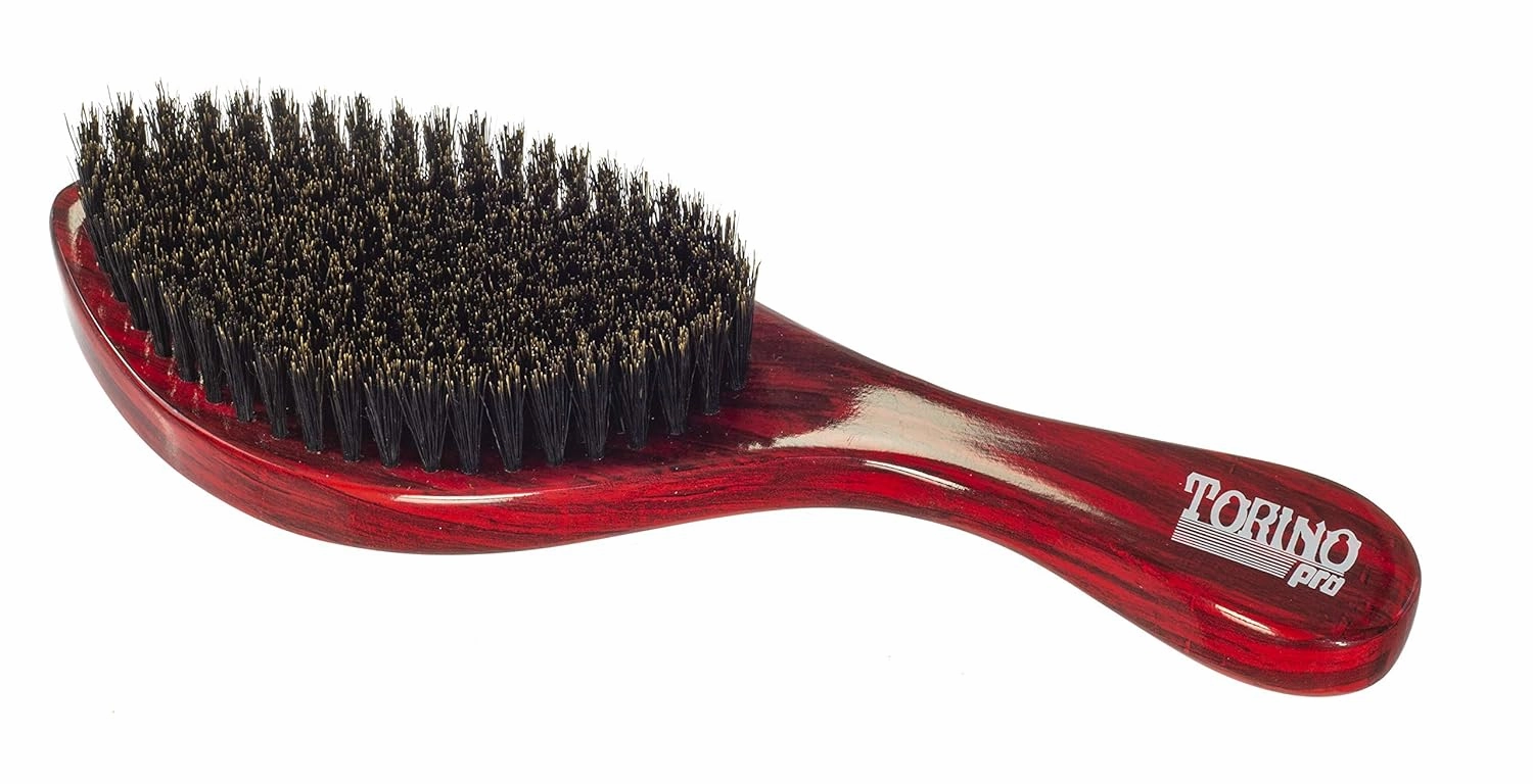 TORINO PRO WAVE BRUSHES BY BRUSH KING Wave Brush #11- Medium Soft Curve Wave Hair Brush for Men, 100% Boar Bristles, Great for Fresh Cuts and Thinning Hair, For 360 Waves