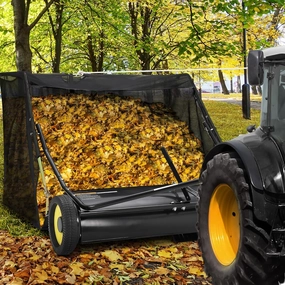 Tow Behind Lawn Sweeper 50 Inch, Large Capacity Heavy Duty Leaf & Grass Collector with Adjustable Sweeping Height, Dumping Rope Design for Picking Up Debris and Grass