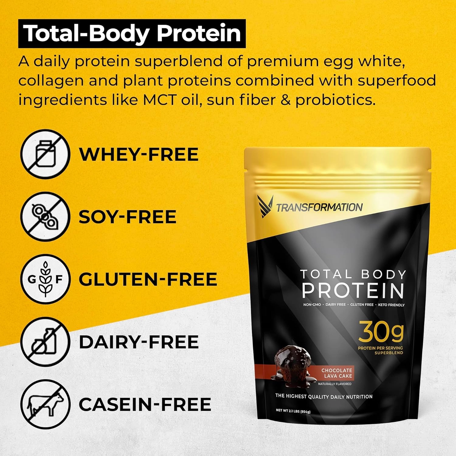 Transformation Protein Super Blend | Egg White, Collagen Peptides, and Plant Protein | 15 Billion CFU Probiotics | Digestive Enzymes | MCT Oil | BCAAs | Low Carb Shake for Men & Women | Chocolate