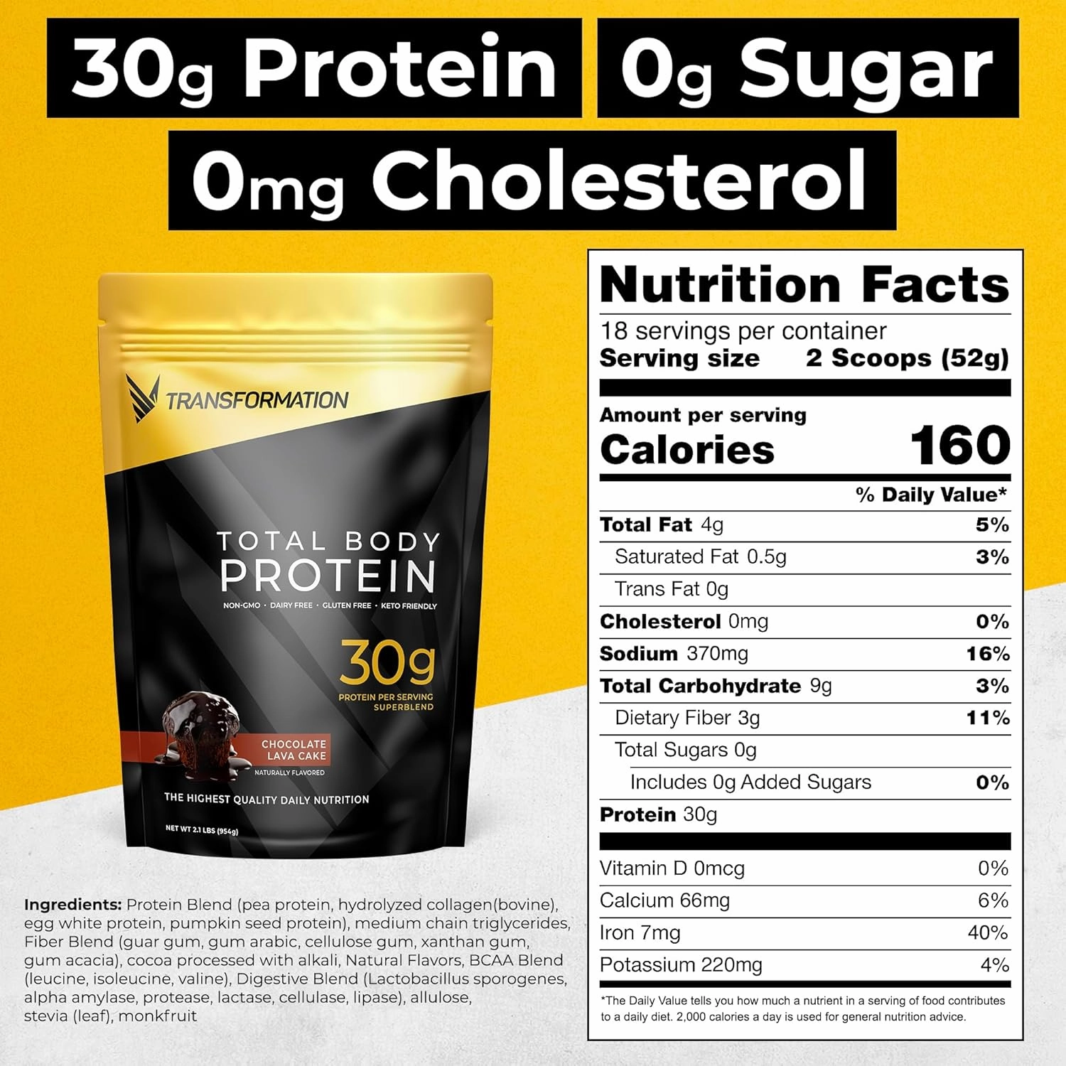 Transformation Protein Super Blend | Egg White, Collagen Peptides, and Plant Protein | 15 Billion CFU Probiotics | Digestive Enzymes | MCT Oil | BCAAs | Low Carb Shake for Men & Women | Chocolate