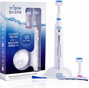Triple Bristle Original Sonic Toothbrush | Rechargeable 31,000 VPM Tooth Brush | Patented 3 Head Design | Angled Bristles Clean Each Tooth | Dentist Created & Approved Original