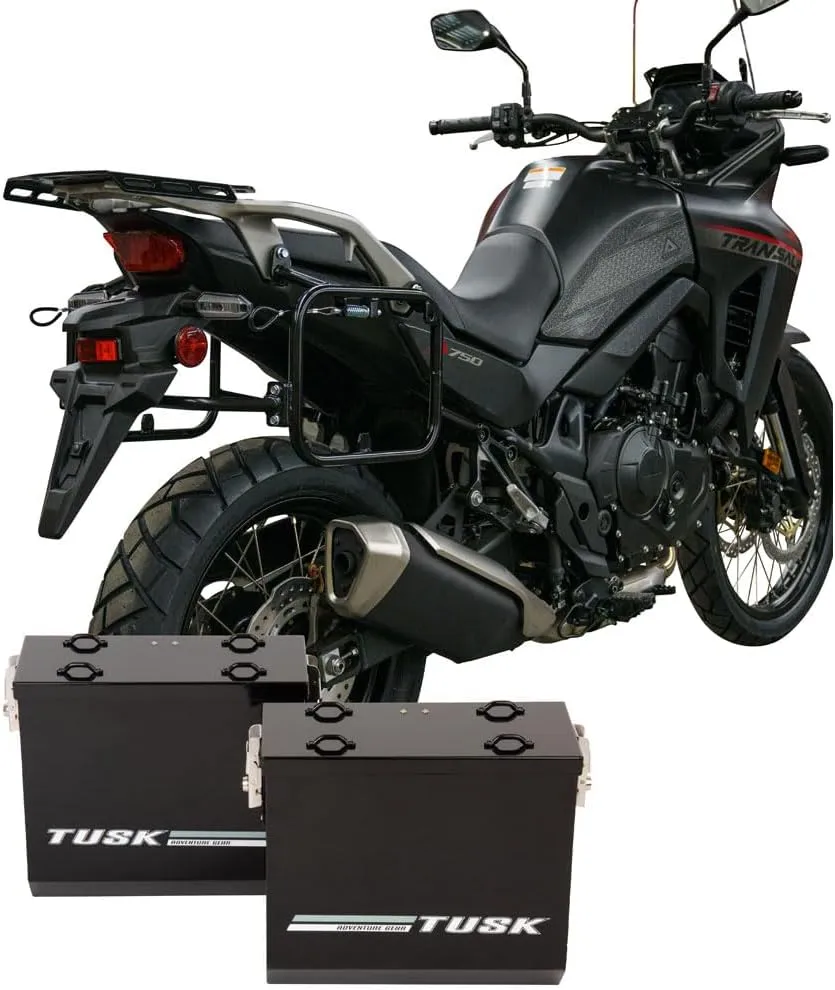 TUSK Aluminum Panniers with Pannier Racks V2 Medium Black for Honda Transalp XL750 2024