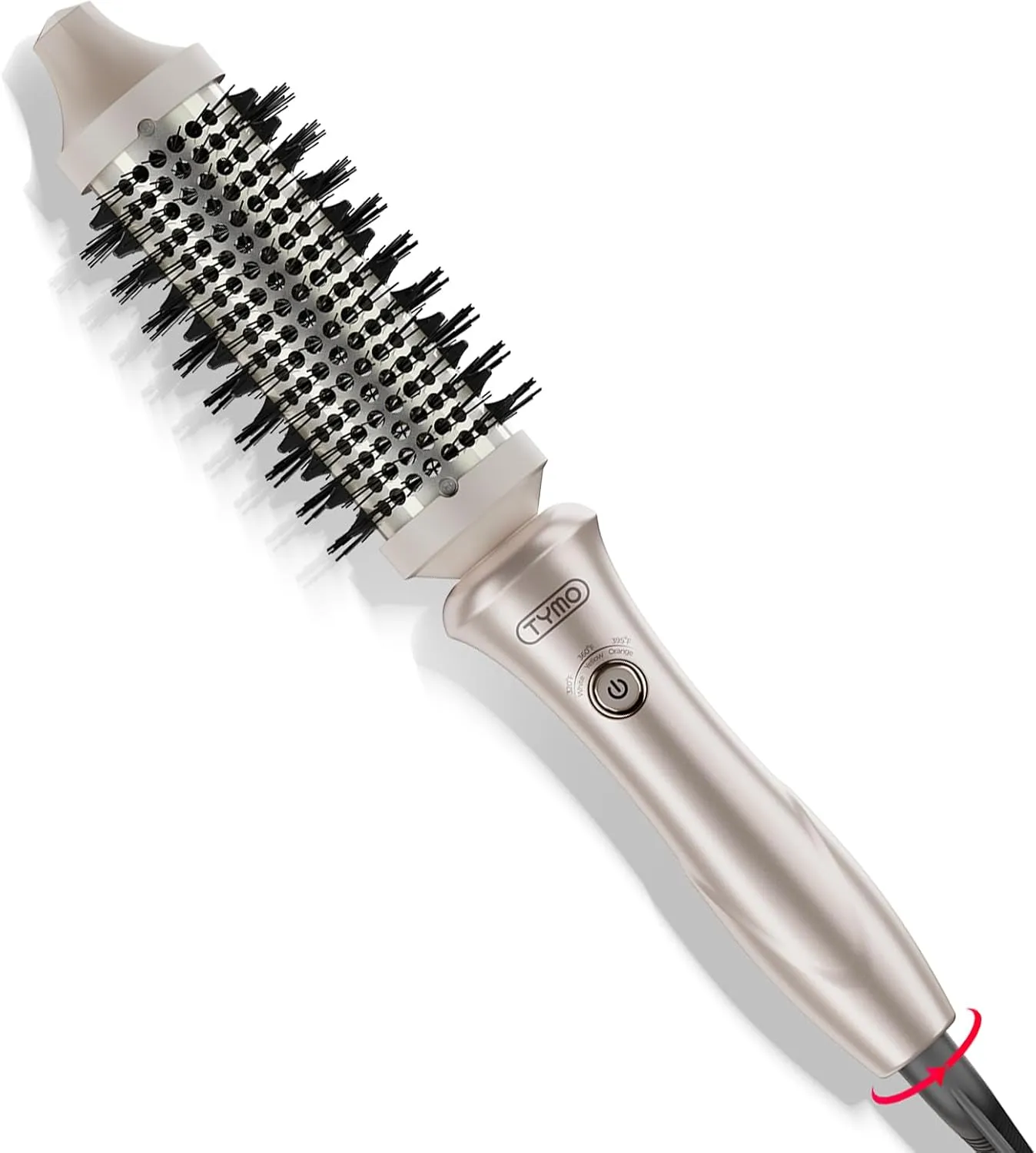 TYMO Thermal Brush Curling Brush - STYLUX 1.5 Inch Blowout Volumizer with Flexi-Fit for Hair Straightening, Heated Round Styler Tool, Hair Straightener and Curler 2 in 1, Dual Voltage, Gold