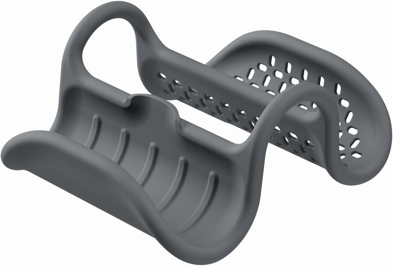 UMBRA Sling Kitchen Sink Caddy Sponge Holder, Hangs Over Edge or Divider, Double, Grey