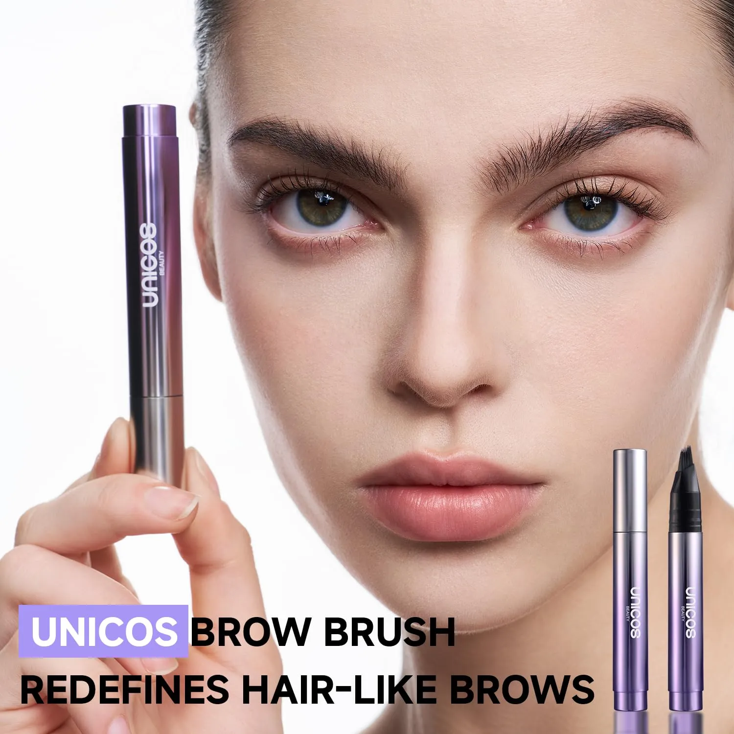 Unicos Eyebrow Pen, Angled Brow Brush, Eyebrow Pencils for Women, Natural Eyebrow, Hair-Like Strokes, 24hrs Long-Lasting, Waterproof, Smudge-Proof, Easy to Use, Multiple Uses, Gifts for Her, Coconut