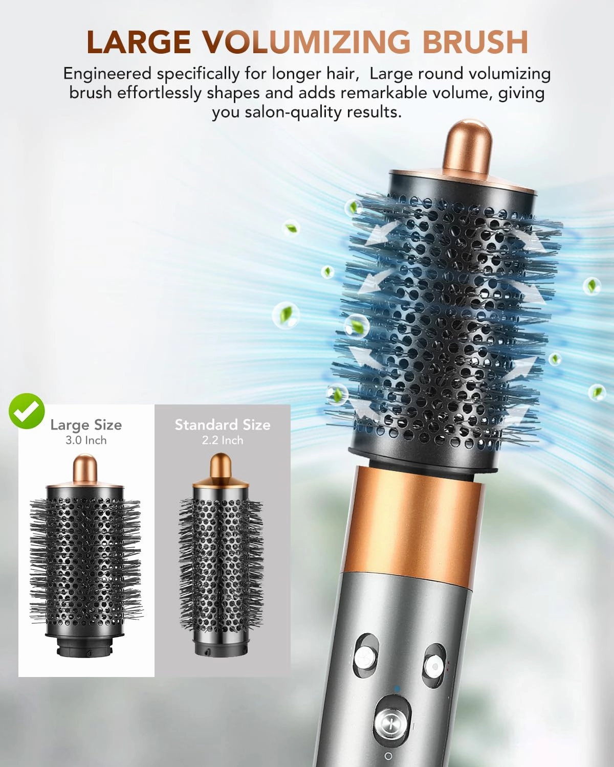 Upgrade Large Round Volumizing Brush for Dyson Airwrap Styler HS01/HS05, Big Round Brush Volumizer Attachment for Smooth Hair,Volumizing and Curly Styling