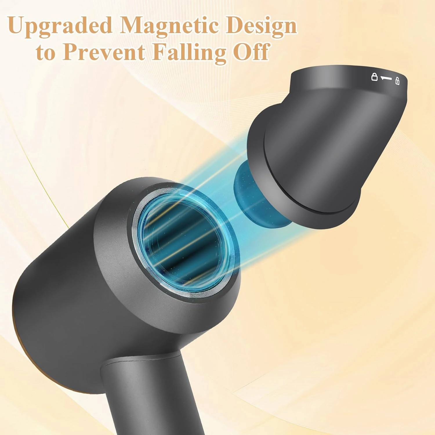 Upgraded Connector Adapter with Large Round Volumizing Brush for Dyson Supersonic Hair Dryer, Round Brush and Adapter Attachment for Converting Hair Dryer for Airwrap, Gold