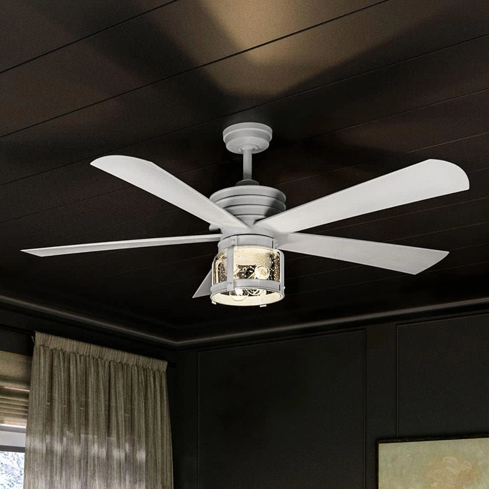 Urban Ambiance Luxury Coastal Ceiling Fan, Large Size: 20.755''H x 56''W, with Shabby Chio Style Elements, Matte White Finish, UHP9300 from the Cairns Collection