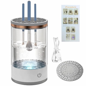 Usb Makeup Brush Cleaner, Automatic Rechargeable, Clean & Drying, Transparent Portable Design, Easy One-Button Operation