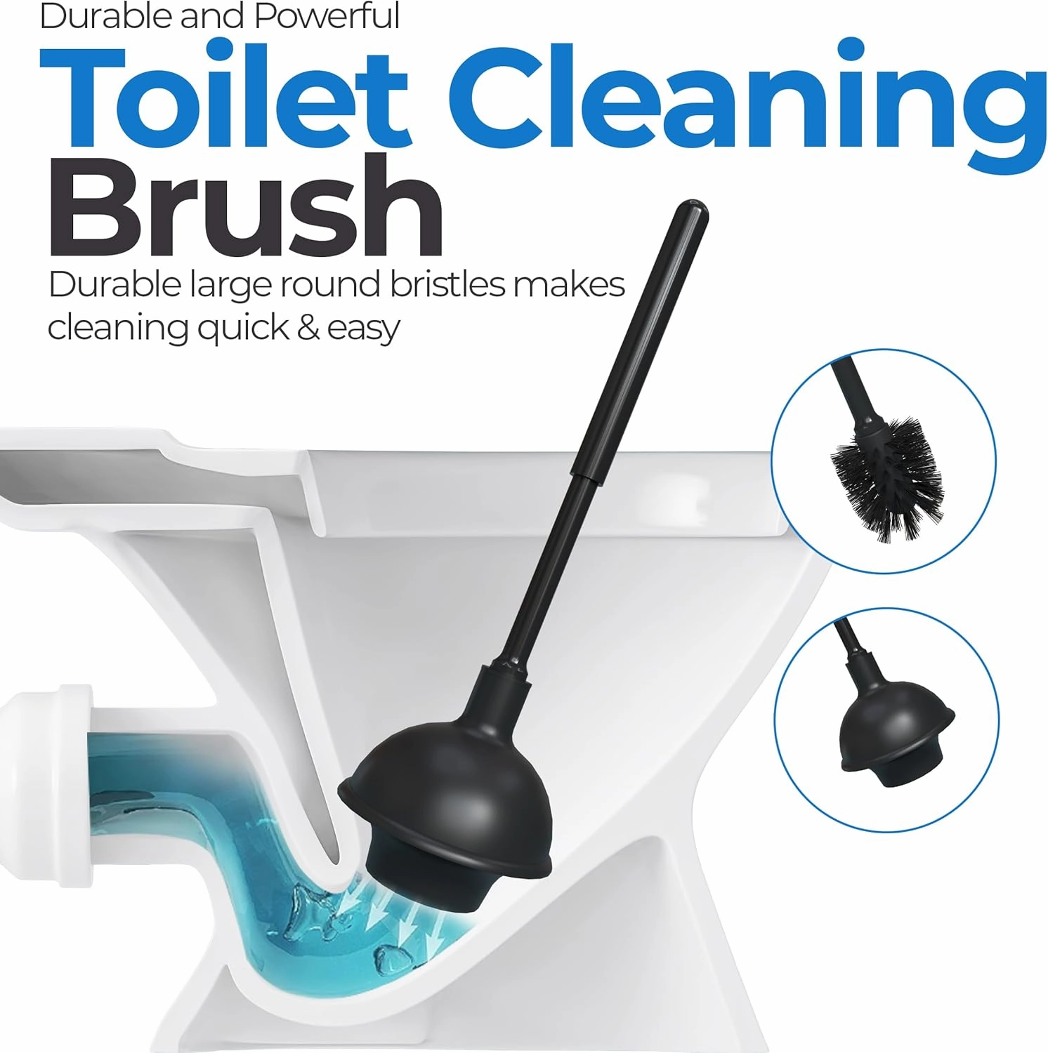 Utopia Home Toilet Plunger and Brush Set with Holder for Deep Cleaning, Includes Toilet Bowl Brush and Plunger for Effective Bathroom Cleaning (Pack of 2, Black)