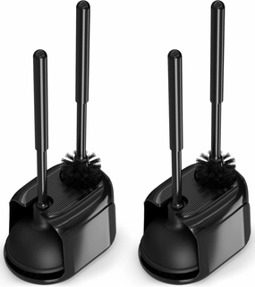 Utopia Home Toilet Plunger and Brush Set with Holder for Deep Cleaning, Includes Toilet Bowl Brush and Plunger for Effective Bathroom Cleaning (Pack of 2, Black)