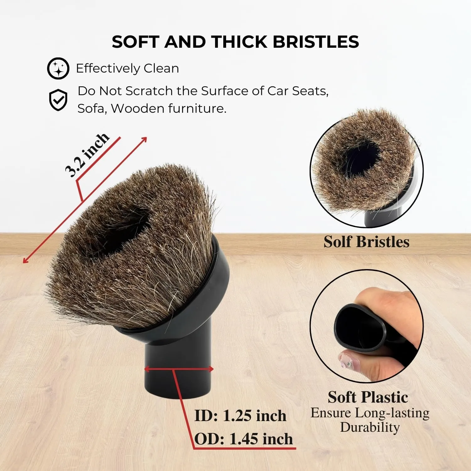 Vacuum Attachments & Accessories Compatible with Miele Vacuum Cleaners (Round Horsehair Dusting Brush)