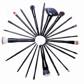 VAGA 22pc Black Makeup Brush Travel Organizer Set, This Artist Professional Makeup Brush Set Includes A Cheeky Eyeshadow, Eyebrow, Fan , Round, Dry, Blush Brushes, Traveling Makeup Brush Pouch
