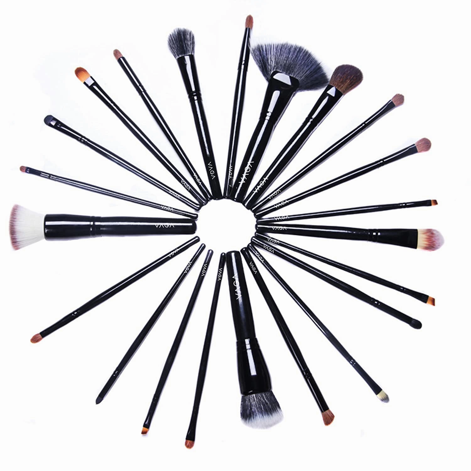 VAGA 22pc Black Makeup Brush Travel Organizer Set, This Artist Professional Makeup Brush Set Includes A Cheeky Eyeshadow, Eyebrow, Fan , Round, Dry, Blush Brushes, Traveling Makeup Brush Pouch