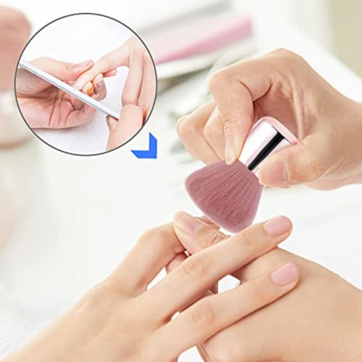 Vaincre Nail Art Dust Powder Remover Brush, Nail Art Dust Cleaner Brush, Soft Kabuki Cleaner Brush for Makeup(Pink)