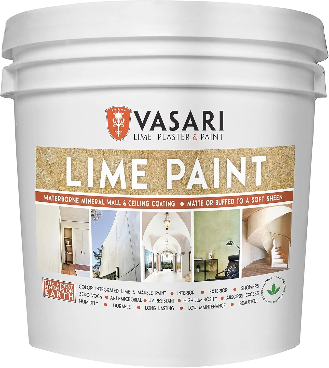 VASARI Lime Plaster & Paint | LIME PAINT | Made from Natural Lime and Powdered Marble | color: Refined Gold #5 | size: 1 Gallon