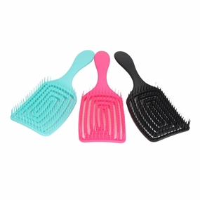 Vented Hair Brush, Prevent Scratching 3pcs Curved Vented Styling Brush Easy Detangling Rounded Teeth Hollow Out for All Hair Types for Salon Use