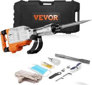 VEVOR Demolition Jack Hammer, MAX 3500W Jack Hammer Concrete Breaker, 1900 BPM Heavy Duty Electric Jack Hammer, 2pcs Chisel with Gloves & 360°C Swiveling Front Handle for Trenching Breaking Holes