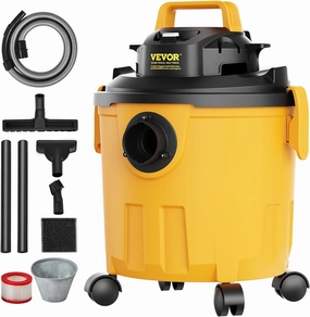 VEVOR Shop Vacuum Wet and Dry, 5 Gallon 6 Peak HP Wet/Dry Vac, Powerful Suction with Blower Function with Attachments 2-in-1 Crevice Nozzle, Small Shop Vac Perfect for Carpet Debris, Pet Hair, Car