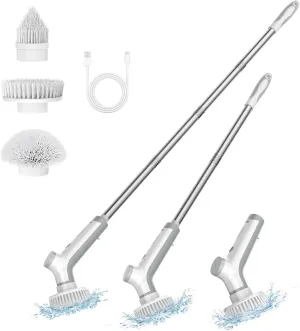 VEWIOR Electric Spin Scrubber, Cleaning Brush Electirc with 3 Replaceable Brush Heads Cordless, Shower Scrubber for Cleaning with Adjustable Handle and Power Dual Speed for Bathroom Tub Tile Grout
