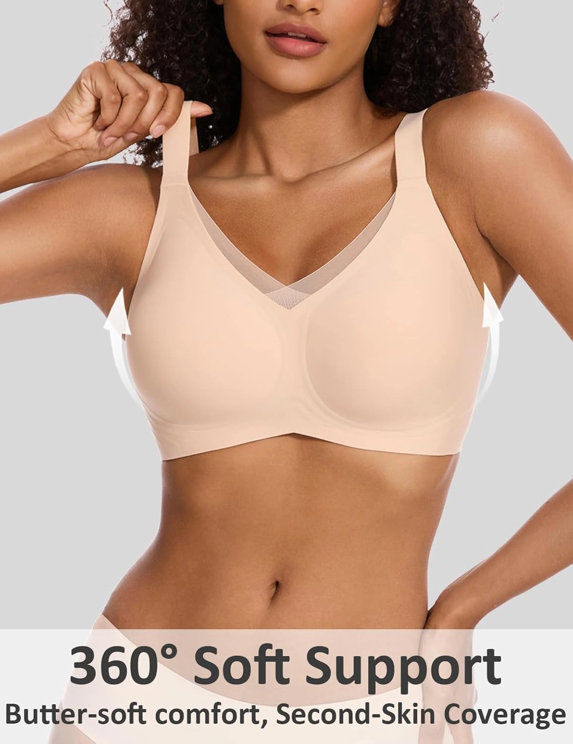 Vinfact Womens V Lace Wireless Seamless Bras No Underwire Comfort Push Up Bras Supportive Full Coverage Bralettes T Shirt Bra