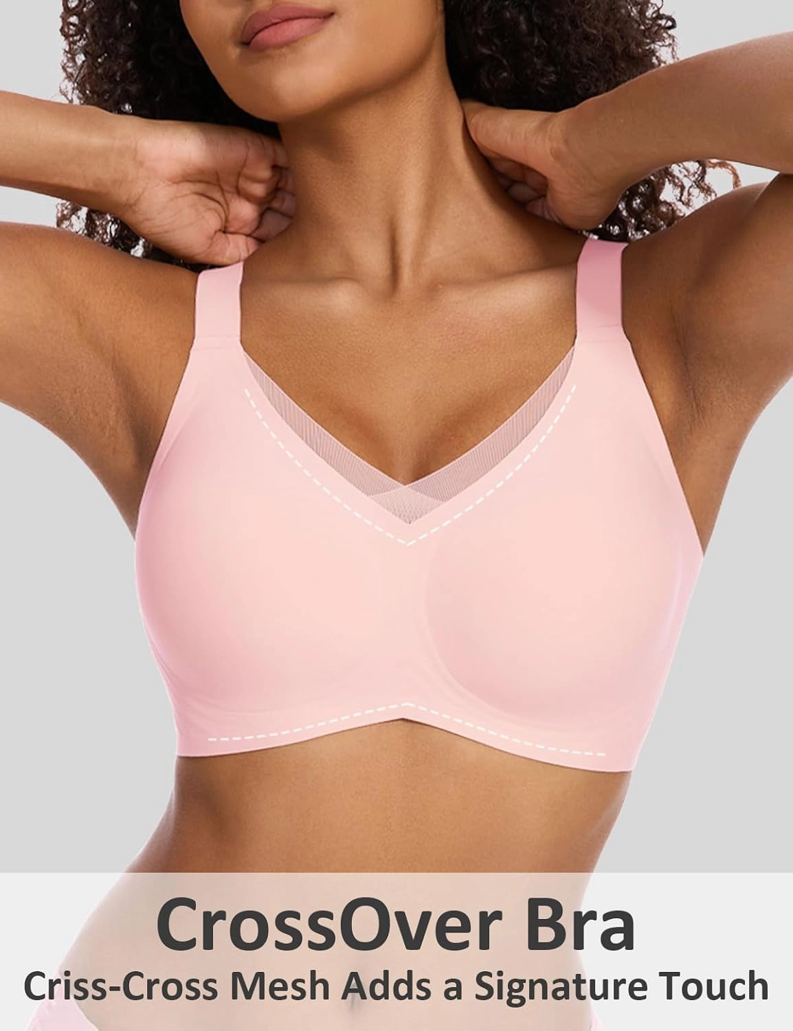 Vinfact Womens V Lace Wireless Seamless Bras No Underwire Comfort Push Up Bras Supportive Full Coverage Bralettes T Shirt Bra
