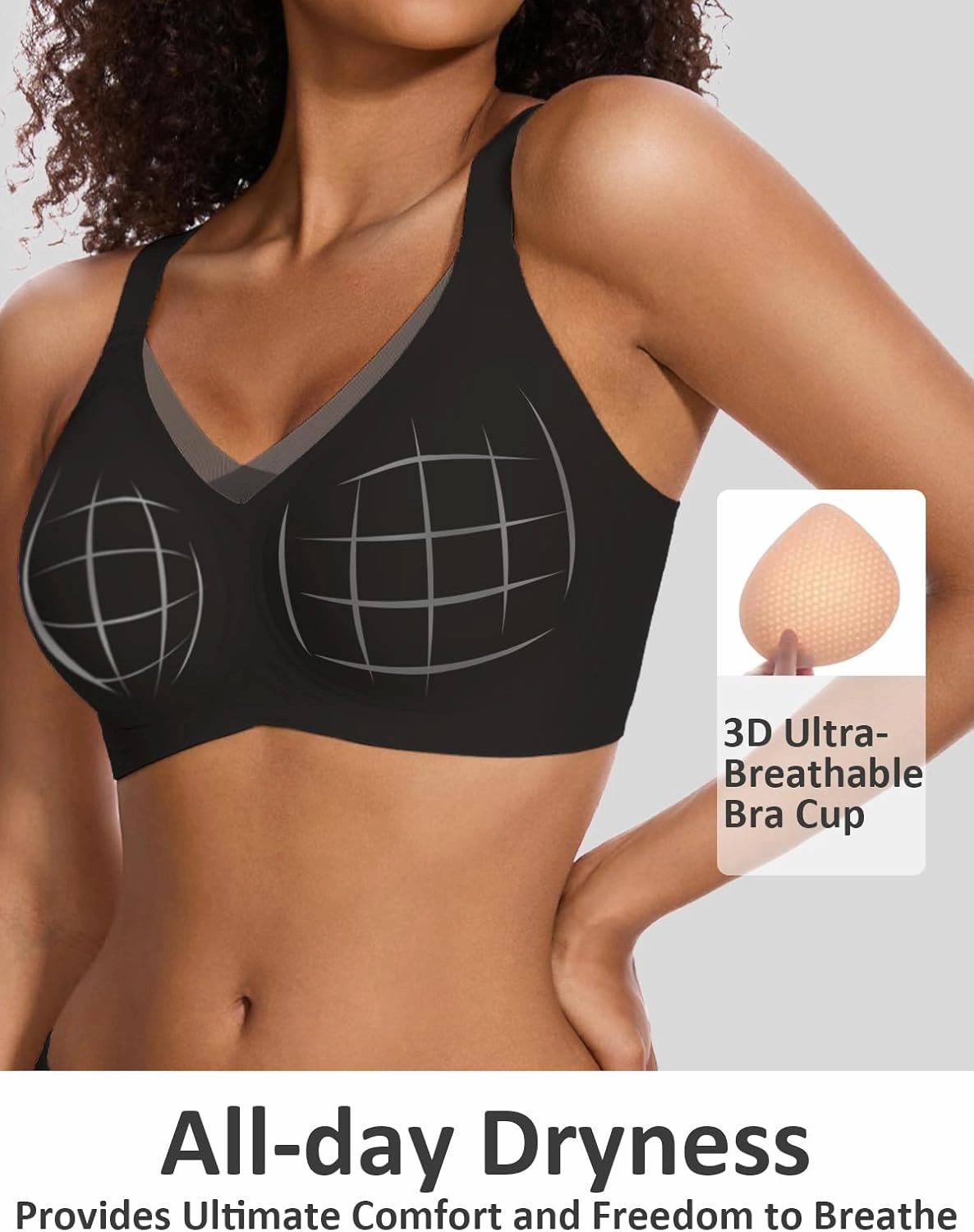 Vinfact Womens V Lace Wireless Seamless Bras No Underwire Comfort Push Up Bras Supportive Full Coverage Bralettes T Shirt Bra