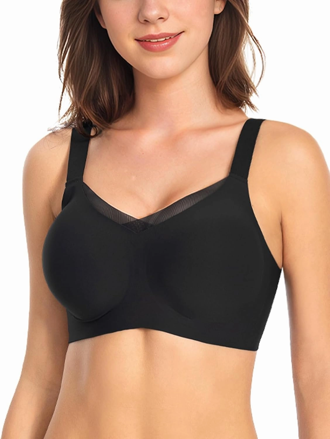 Vinfact Womens V Lace Wireless Seamless Bras No Underwire Comfort Push Up Bras Supportive Full Coverage Bralettes T Shirt Bra