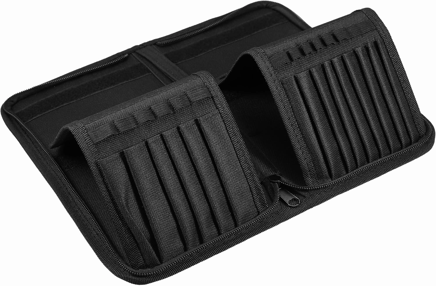 VOCOSTE Foldable Makeup Brush Holder, 15 Pockets Makeup Brush Organizer, Stand-up Makeup Brush Travel Bag Cosmetic Case, Portable Travel Makeup Brushes Case Handbag
