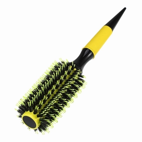 VOCOSTE Round Hair Brush, Hair Brushes for Women, Nylon Bristle Pins Round Brush, Styling Hair Brush for Wet, Dry, Wig, Straight Hair, Yellow, 10.04"x2.17"
