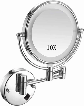 Wall Mounted Makeup Mirror 10X Magnification 8 Inch Double Sided Vanity Magnifying Mirror Round Make Up Mirror 360 Rotation