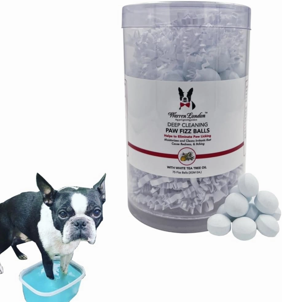 Warren London Deep Cleaning Paw Soak | Soothing Itchy Paw Relief for Dogs with Seaweed, Tea Tree Oil, & Aloe Vera | Anti Licking for Dogs Paws | 5 Minute Paw Spa Service at Home | 75 Balls