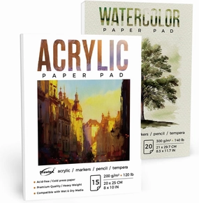 Watercolor Paper Pad, Water Color Paper 8.3x11.7, Mixed Media Sketchbook 8 * 10", Acid Free Artist Drawing Book Paper for Kids Adult