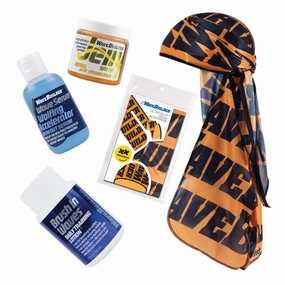 Wavebuilder Wolfing Bundle for Deeper 360 Waves | Brush in Waves, Jelly Waves Strong Hold Pomade, Wolfing Accelerator and a Silky Durag Design: WB 360 Orange