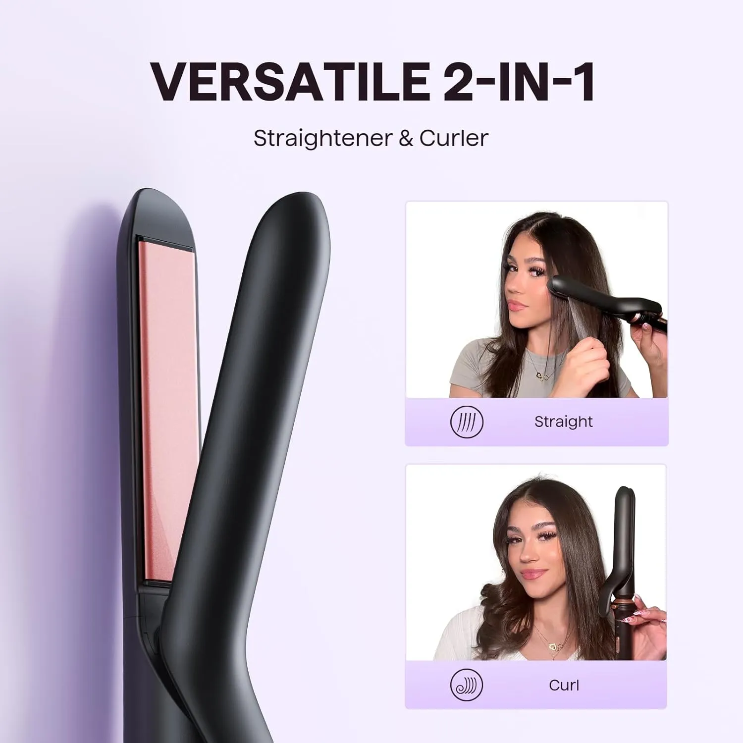 Wavytalk 3 in 1 Curling Wand Set, Multi Curl, Curling Iron Set with Heated Round Brush, Flat Iron Hair Straightener, 1 1/4 inch Curling Iron, Dual Voltage Hair Curler