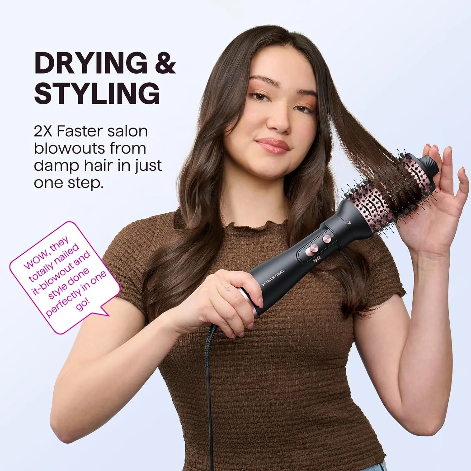 Wavytalk Hair Dryer Brush Set, Air Sculpt 5-in-1 Hot Air Brush Set | Blowout Brush Styler for Salon Blowouts, Volumizing, and Straightening, Sleek Frizz-Free for Every Hair Type, Black