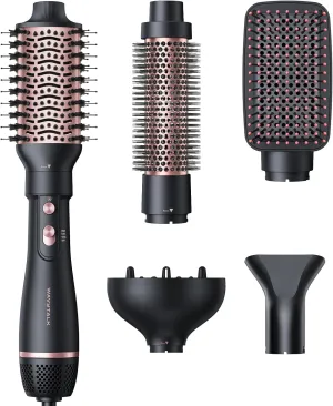 Wavytalk Hair Dryer Brush Set, Air Sculpt 5-in-1 Hot Air Brush Set | Blowout Brush Styler for Salon Blowouts, Volumizing, and Straightening, Sleek Frizz-Free for Every Hair Type, Black