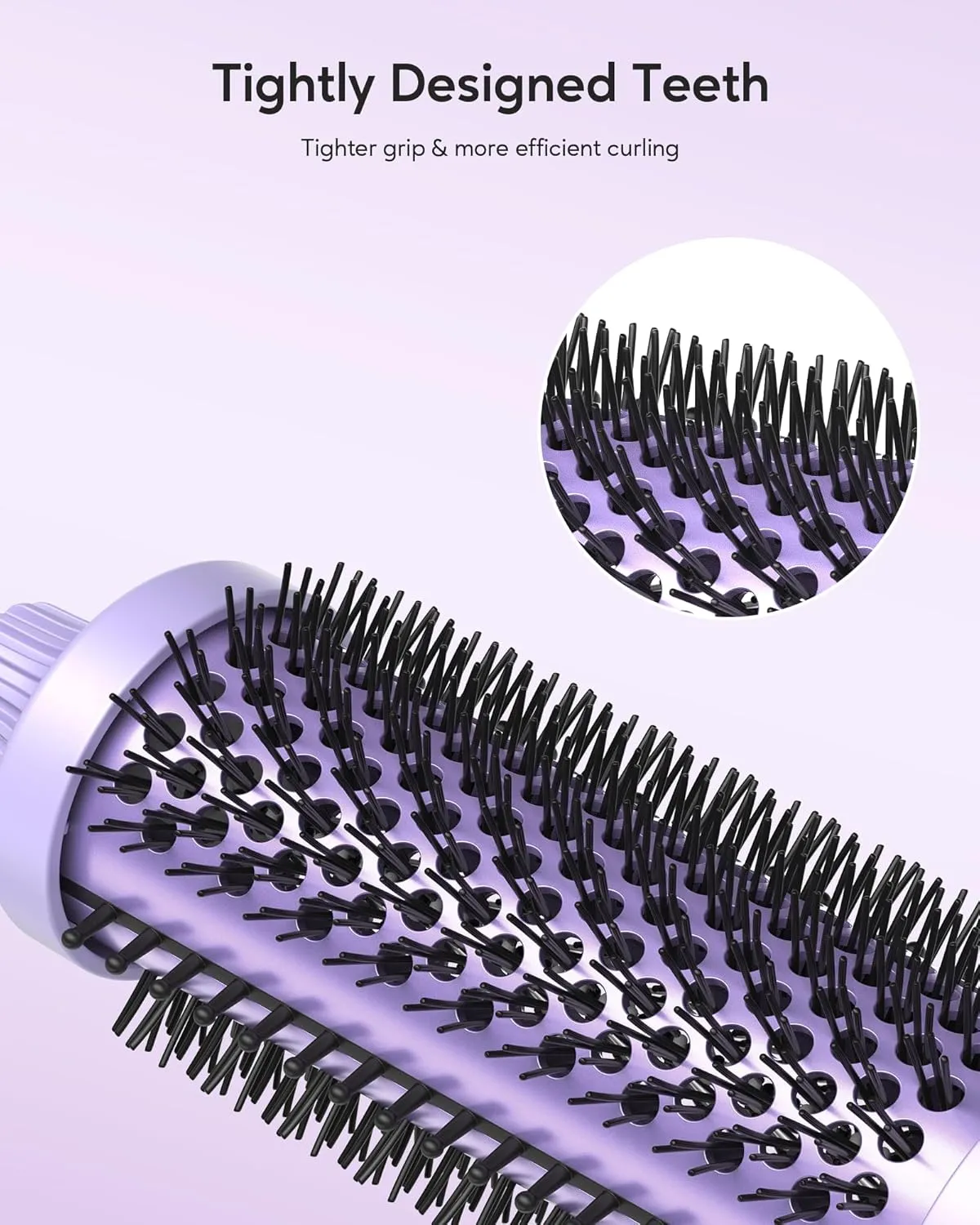 Wavytalk Thermal Brush, Blowout Boost 1.5 inch Heated Round Brush for Blowout Look, Negative Ion Technology, Ceramic Tourmaline, 5 Temperature Settings, Dual Voltage, Purple, Less Damage