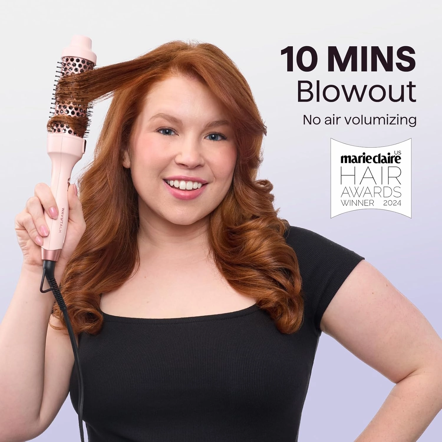 Wavytalk Thermal Brush, 1.5 Inch Ionic Thermal Round Brush Makes Hair Smoother Get Natural Curls (Lavender Purple)